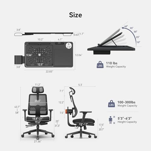 Newtral mesh high-back z podnóżkiem